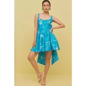 Anthropologie Hutch Sleeveless Back-bow Basque-waist Mini Dress XS NWT 280 Blue